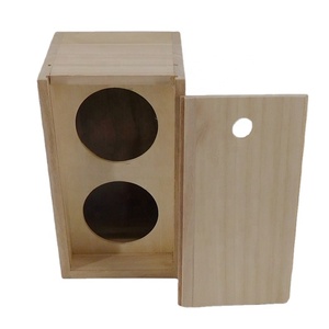 Boîte à couvercle coulissant en bois non fini Boîte d'emballage de tasse en bois non peinte - Product Image 1