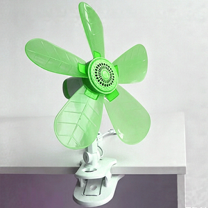 Ventilateur de bureau portable pliable ultra-silencieux Cool Comfort marron à 5 pales en forme de feuille, avec clip en plastique, alimentation USB et moteur sans balais - Product Image 6