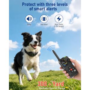 Collier de dressage pour chien TTPet 2-en-1 avec GPS sans fil et télécommande, portée de 22 à 999 yards, système d'entraînement électrique pour chien, étanche, noir - Product Image 3