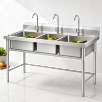 Évier compact en acier inoxydable pour cuisine commerciale, lavabo pour restaurant, directement du fabricant