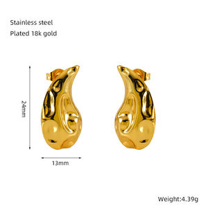 ต่างหูรูปหยดน้ำชุบทอง18K สำหรับผู้หญิงต่างหูหยดน้ำทำจากสเตนเลสสตีลสำหรับผู้หญิง - Product Image 6