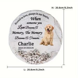 Özel reçine Pet anıt altın köpek ve çiçek kabartma köklü aşk el-boyalı bahçe plak paskalya Pet kaybı için - Product Image 6