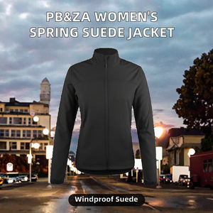 PB&ZA European and American Style Women's Spring New Solid Zipper Woven Bomber <b>Jacket</b> with <b>Suede</b> Effect - Product Image 2