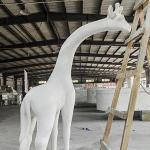 大型モダン屋外キリンガラス繊維彫刻アニマルアートデコレーション黄色漫画モデル商用スペースビジュアルディスプレイ - Product Image 4