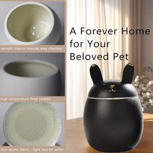 Siyah Porselen Tavşan Evcil Hayvan Urn'u-Seramik Tavşan Kremasyon Anıtı Sergileme Güçlü Sızdırmazlık - Product Image 4