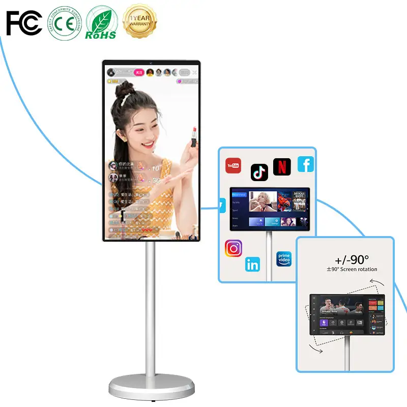 Android 12 Systeem 4 + 64Gb Hd1080 Smart Screen Stand By Me Mobiele Smart Display Tv Voor Home Business Gaming