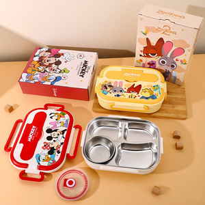 Boîte à lunch en acier inoxydable 304, boîte bento divisée à l'épreuve des fuites, motif dessin animé Zootopia/<span class=keywords><strong>Mickey</strong></span>, pour enfants et employés de bureau - Product Image 2