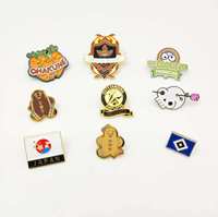 Badges personnalisés en métal avec logo de marque, lettres émaillées souples, épingles décoratives en métal pour vêtements