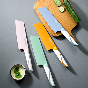 Juego de cuchillos de cocina <span class=keywords><strong>RUI</strong></span>, cuchillo de carnicero de Chef de acero inoxidable para comida casera, cuchillo rebanador colorido para cortar bebés - Product Image 1