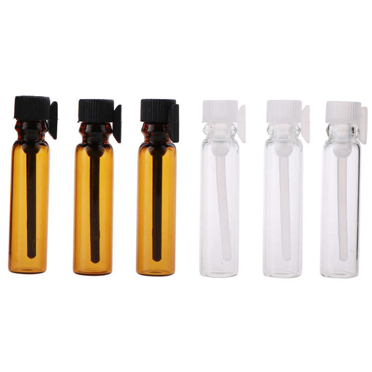 Benutzer definierte 1ml 2ml 3ml Mini-Fläschchen Bernstein klares ätherisches Öl Parfüm Mini-Proben flaschen