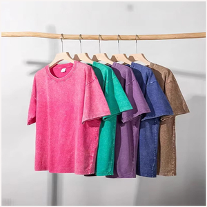 Hochwertige 230 GSM säure gewaschene schwere T-Shirts Übergroße lässige Hip Hop Style Custom Logo DTG Print Vintage Herren T-Shirt - Product Image 1