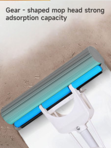Serpillère éponge auto-essoreuse Realida avec manche extensible en acier inoxydable, auto-nettoyante et réutilisable pour le nettoyage des sols en mélamine - Product Image 2
