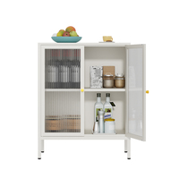 Buffet en métal à 2 portes avec verre cannelé, couleur personnalisable, meuble de rangement, vitrine de cuisine, 3 niveaux, pliable