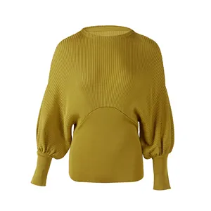 Suéter de punto para mujer, Jersey acanalado de manga de murciélago, ropa de punto, versión especial