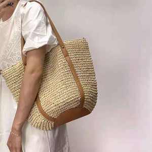 Bolso de hombro de paja tejido a mano para mujer, bolsa de playa de verano, Natural, <span class=keywords><strong>Extra</strong></span> grande, venta al por mayor - Product Image 2