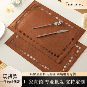 Linen Placemats Square Heat Insulating Non <b>Slip</b> Fabric Table <b>Mats</b> Solid Color Machine Washable - Product Image 5