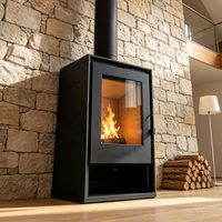 Cheminée en bois autoportante moderne avec une capacité de chauffage de 8 kW pour salon et chambre à coucher, utilisation en intérieur