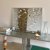 Espejo Decorativo de Pared con Diseño de Telaraña, Hecho a Mano en Aluminio, Estilo Art Deco, Impresión Abstracta de Puntos, Espejo Reflectante Decorativo para el Hogar