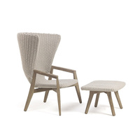 Chaises de loisirs d'extérieur de style moderne, ensembles de salon de jardin, chaise à bascule de luxe à dossier haut en corde tressée avec base en teck