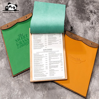Porte-menu en bois avec logo gravé personnalisé, reliure à vis, cuir PU avec plaque en bois