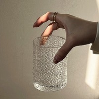 Verre à eau en verre gaufré motif floral Malus Spectabilis, verre à whisky, verre à boisson glacée pour la maison, la cuisine et la table à manger