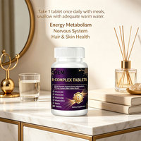 Tablet B-Complex OEM/ODM, 8 Vitamin B Termasuk Biotin, Mendukung Kesehatan Rambut dan Kulit, 60 Tablet