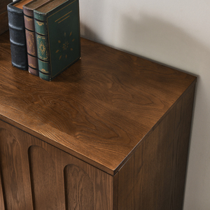 Mid Century Modern Fluted <b>Sideboard</b> Cabinet Walnut Solid Wood <b>Legs</b> Storage Buffet Cabinet - Product Image 5