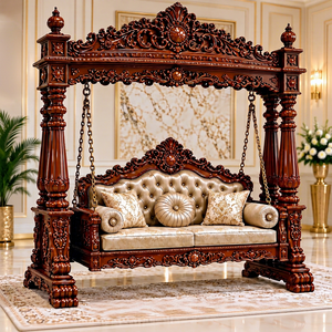 Jhula de Madera de Teca Tallada a Mano de Lujo para el Hogar, Sofá Columpio de Madera Tallada Estilo Victoriano, Jhula de Teca Tallada de Inspiración Antigua, EE. UU. - Product Image 1