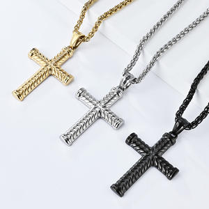 Unisex <b>Cross</b> Necklace Stainless Steel Pendant Geometric Design For Fashion Jewelry - Product Image 2