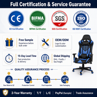 Chaise de jeu ergonomique avec appui-tête réglable en hauteur et support lombaire, logo personnalisé, usine OEM