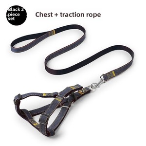 Laisse pour chien en denim, fabrication directe d'usine, rembourrée, tissu épais cousu, bouton classique, résistante à l'usure, corde de traction solide pour chien - Product Image 6