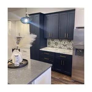Modern Glossy Grey Kitchen Cupboard Ready to Assemble RTA Modular Kitchen Cabinets