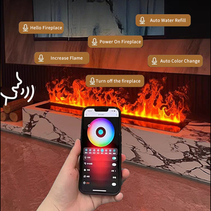 Chimeneas Eléctricas 3D con Vapor de Agua, <span class=keywords><strong>Chimenea</strong></span> Moderna para Interiores, Llama Realista, Humidificador, Control Remoto Inteligente para Decoración de Sala de Estar - Product Image 4
