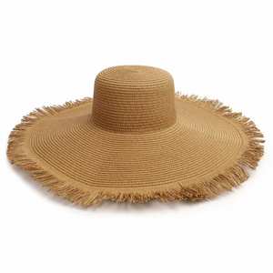 Sombrero Casual de Verano para Exteriores y Playa con Borde Irregular, Ala Ancha, Visera Lisa, Bordado 3D de Papel, Ideal para Pesca y Viajes, Venta al por Mayor - Product Image 1