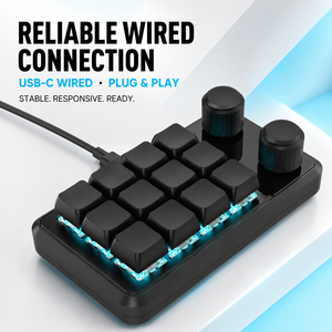 <span class=keywords><strong>Clavier</strong></span> mécanique mini USB-C filaire RGB SIKAI à 12 touches et 2 boutons, contrôleur de raccourcis pour la montage vidéo, la conception audio, le codage - Product Image 2