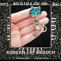 Broche Chat Style Coréen Haut de Gamme, Épingle en Alliage Exquise, Accessoire de Corsage, Diamant Électroplaqué, Accents de Costume Tendance