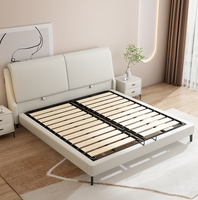 Lit double de luxe italien moderne de 1.8m pour chambre à coucher-cadre de lit suspendu en cuir avec oreille d'éléphant