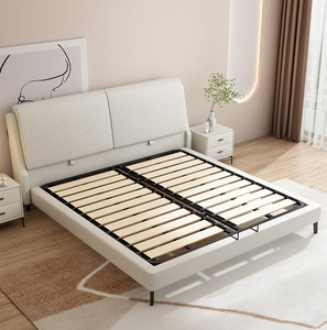 เตียงนอนคู่ขนาด1.8เมตรสไตล์อิตาลีหรูหราทันสมัยโครงผ้าหูช้าง - Product Image 3