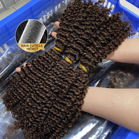 Extensiones de Cabello Humano Virgen Remy Brasileño de Primera Calidad, Sin Procesar, Doble Trama, Punta en V de Dos Puntas, Rizado, Estilo Boho, a Granel