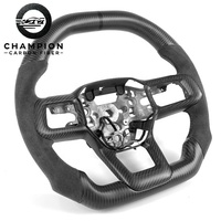 Volant en fibre de carbone mate pour Ford Mustang, cuir suédé, fond plat, S550 S650 2.3T EcoBoost, accessoires de voiture