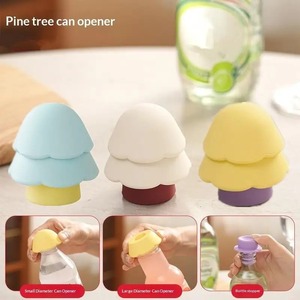 Silicone Bottle Cap Opener Christmas Tree Shape Easy Twist Lid Opener Non-Slip Soft Grip for Kids Elderly Home <b>Kitchen</b> <b>Camping</b> - Product Image 4