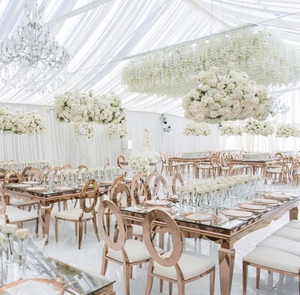 Luxury Hotel Events Furniture <strong>White</strong> Glass Top Stainless Steel Wedding Square Rectangle <strong>Dining</strong> <strong>Table</strong> - Product Image 4