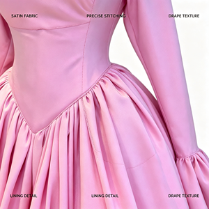 Abito da ballo rococò da donna, abito da principessa vittoriano a maniche lunghe con scollo quadrato, costume storico rosa dolce per la festa di Halloween - Product Image 3