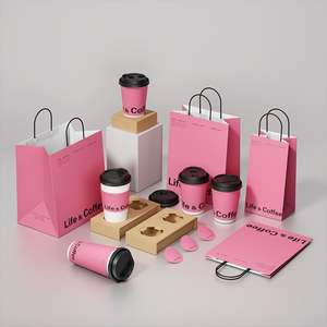 Sac à emporter en papier kraft avec logo personnalisé, style classique, pour un, deux ou quatre gobelets de café, emballage de boisson, sac fourre-tout - Product Image 1