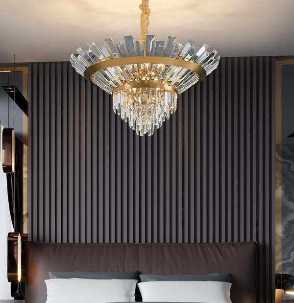 contemporary round  modern gold pendant hanging lighting fixture decoration k9 crystal chandelier luxury