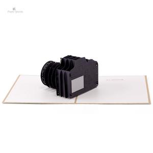 Biglietto d'Auguri <span class=keywords><strong>Pop</strong></span>-up Creativo Artistico Personalizzato 3D in Carta Ritagliata Ecologico Nero a Forma di Fotocamera per la Festa del Papà, Laurea, Regalo Aziendale per Amatori - Product Image 5