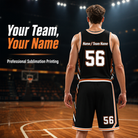 Ensemble de maillots personnalisés Elite noir et orange, impression 3D par sublimation professionnelle, vêtements d'équipe en mesh, OEM/ODM