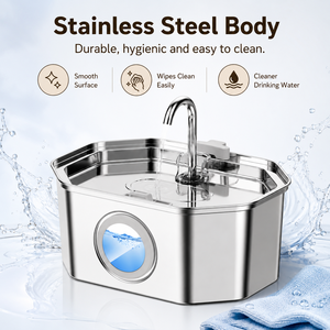 Fontaine à eau électrique pour animaux de compagnie de qualité supérieure, 3,2 L, en acier inoxydable, système de filtration automatique pour chats et chiens d'intérieur, fonctionnement silencieux - Product Image 5
