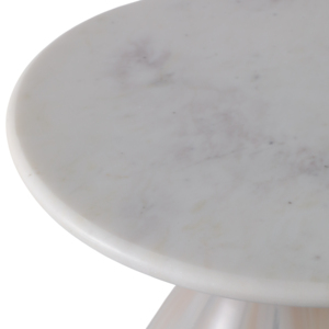 Tavolino Rotondo con Piano in Marmo e Base in Vetro per Arredamento Casa, Comodino e Pezzo d'Accento per Piccoli Spazi - Product Image 6