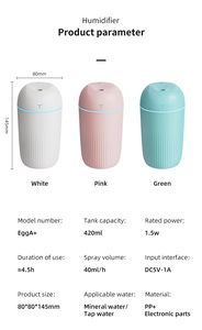 Humidificateur d'air ultrasonique mini 420 ml, pour la maison, bureau, USB, lumière nocturne, grande capacité, aromathérapie, cadeau - Product Image 3